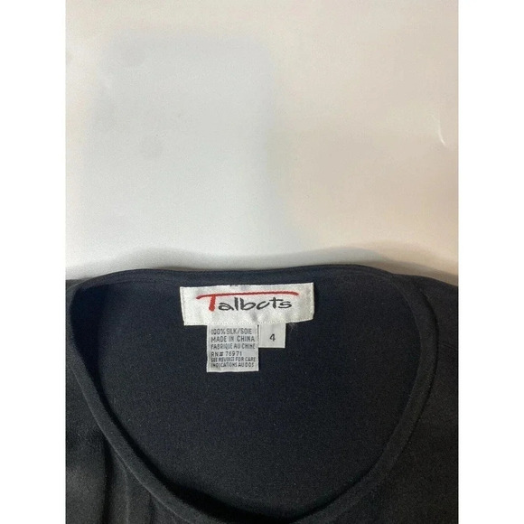 Vintage Talbots Women’s Size 4 100% Silk Black Button Up Blouse Top - Picture 3 of 7